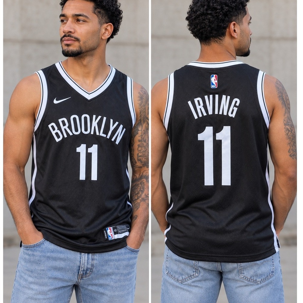 Nike Brooklyn Nets Jersey Kyrie Irving 11 Mens 52 L Black Good Swingman Dri-FIT